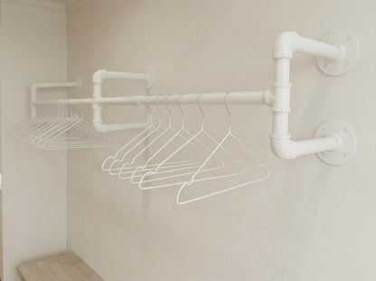 Wall Mounted Clothes Rack Industrial Pipe Garment Rack Heavy Duty Malleable Iron Hanging Rail Vintage Style Clothing Display Bride Dress