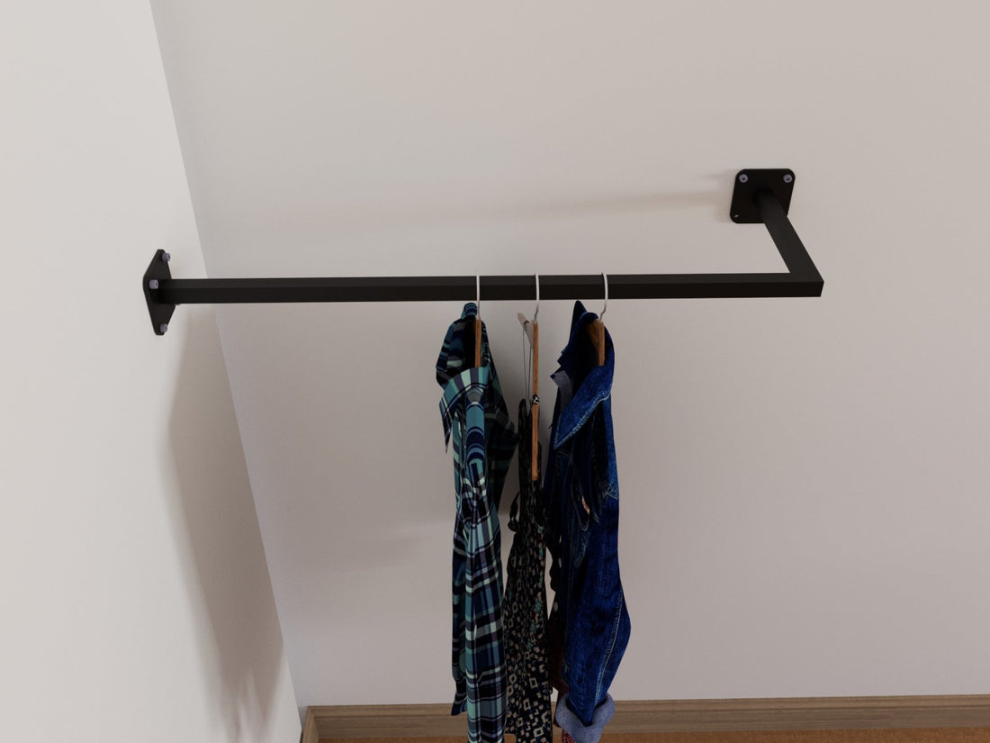black square clothes rail