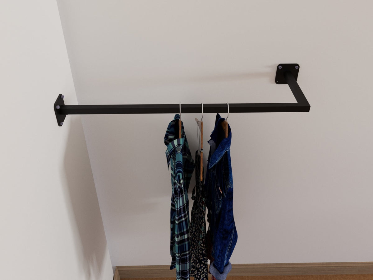 black square clothes rail