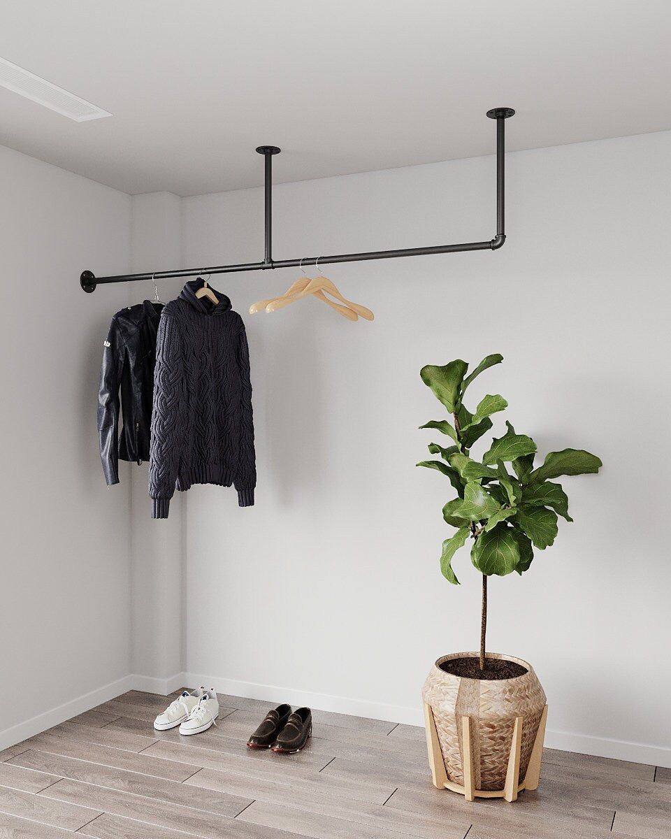 Minimalist Ceiling Mounted Clothes Rack