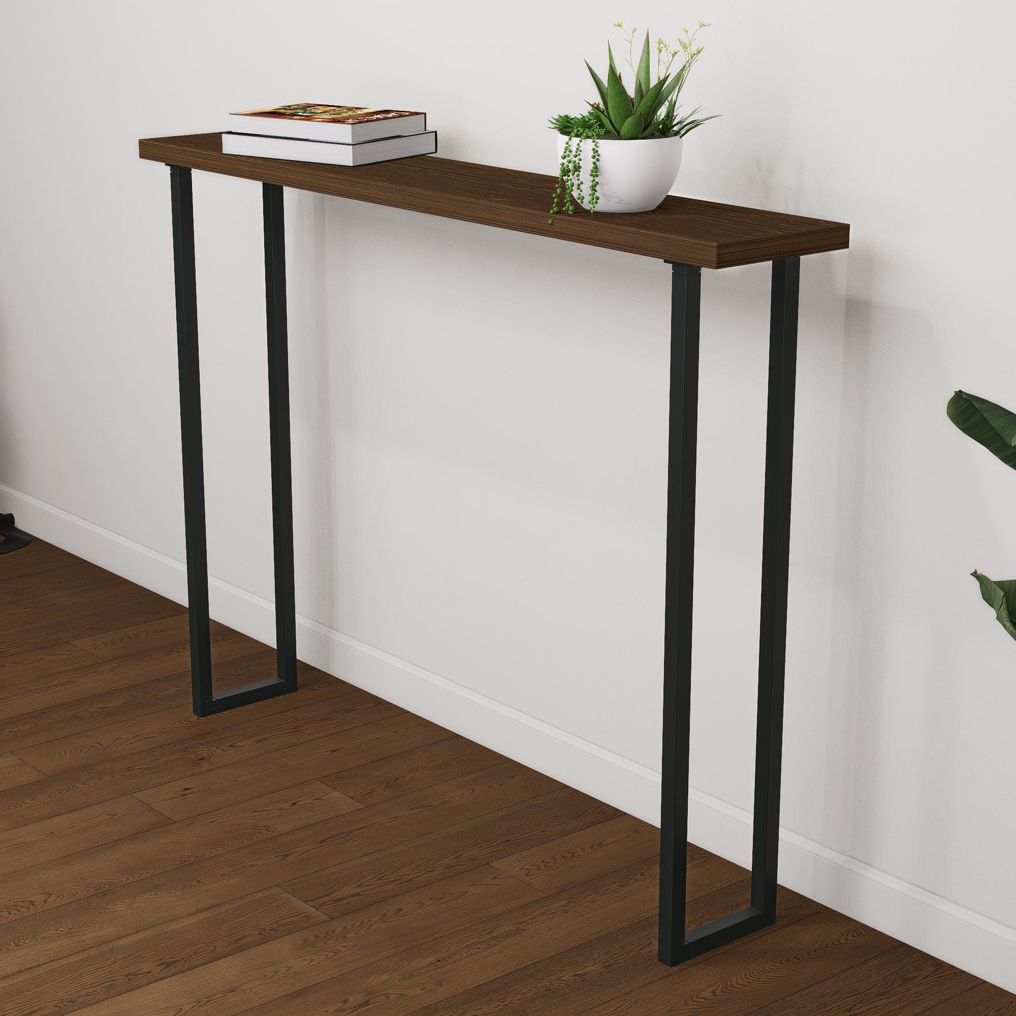 Minimalist Console Table Legs – Square Steel Base DIY Table – Modern Industrial Metal Legs – Pair of Heavy-Duty Supports - Wood Not Included