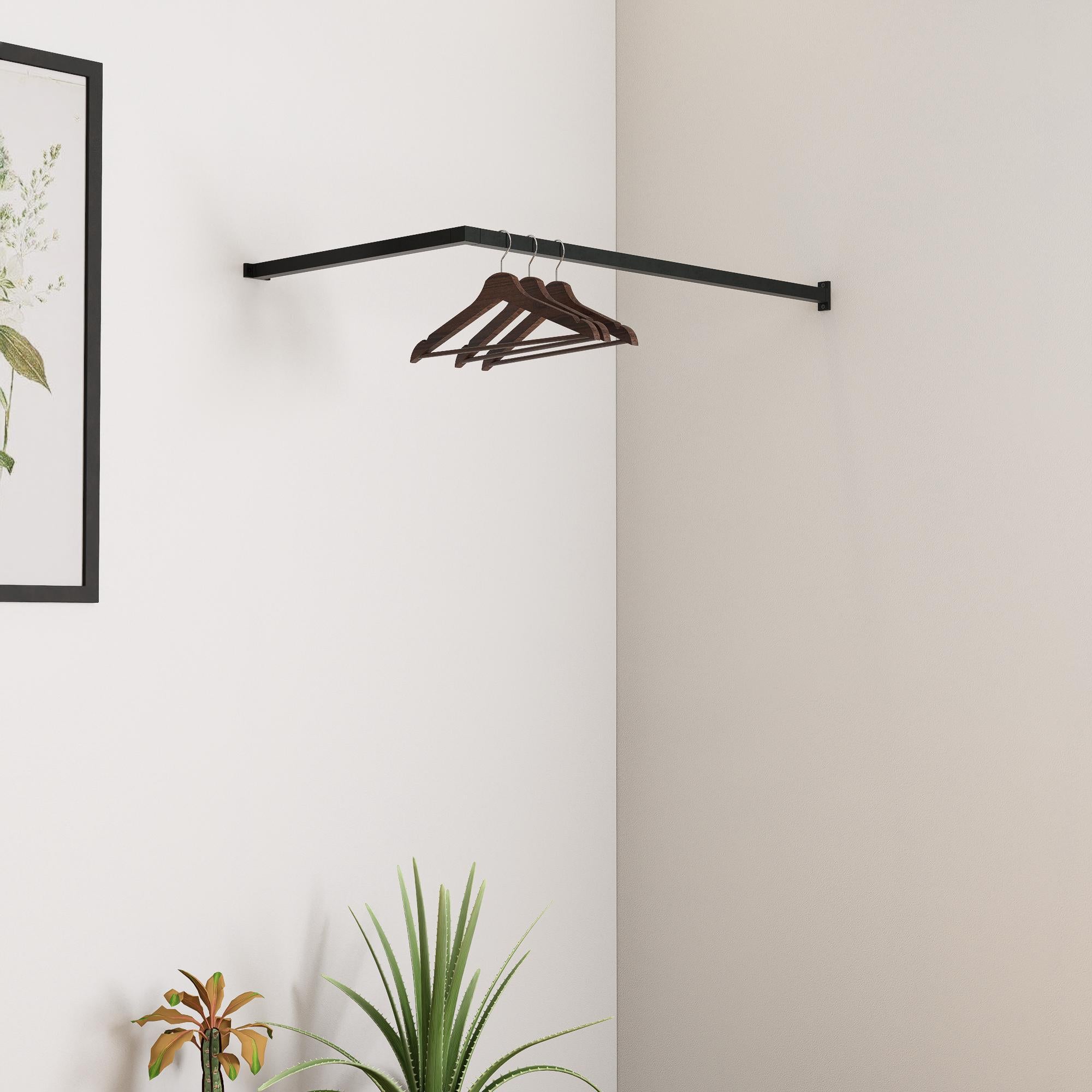 Custom Wall Mounted Clothing Rack – Heavy Duty Iron Closet Rod for Bedroom, Entryway, Retail Display – Multiple Sizes &amp; Colours