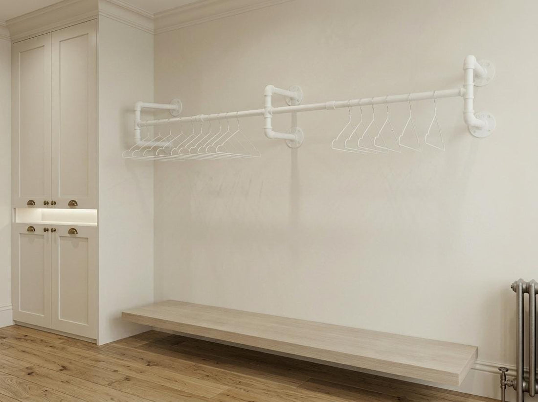 Industrial Pipe Clothes Rack – Malleable Iron