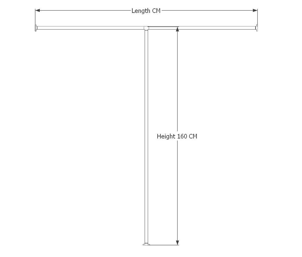 Wall to Wall Clothes Rack | Floor &amp; Wall Mounted Square Tube Rail | Minimalist Industrial Garment Rack for Wardrobes, Boutiques, Homes