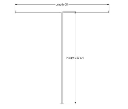 Wall to Wall Clothes Rack | Floor &amp; Wall Mounted Square Tube Rail | Minimalist Industrial Garment Rack for Wardrobes, Boutiques, Homes