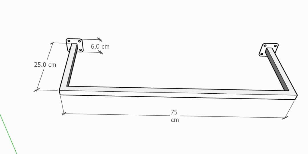 Contemporary Black and White Clothes Rail with Rectangle and U-shaped Design, Wall and Ceiling Mount, Powder-Coated Wardrobe Organizer