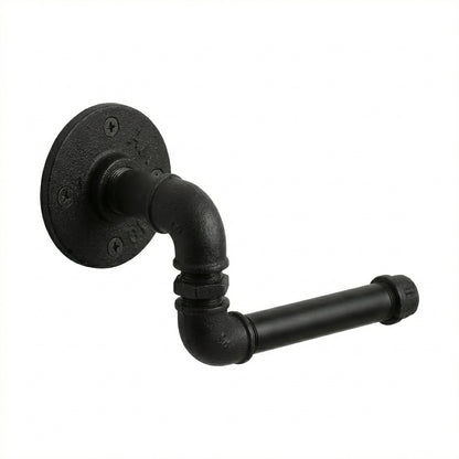 Industrial Black Cast Iron Pipe Wall-Mounted Toilet Paper Holder