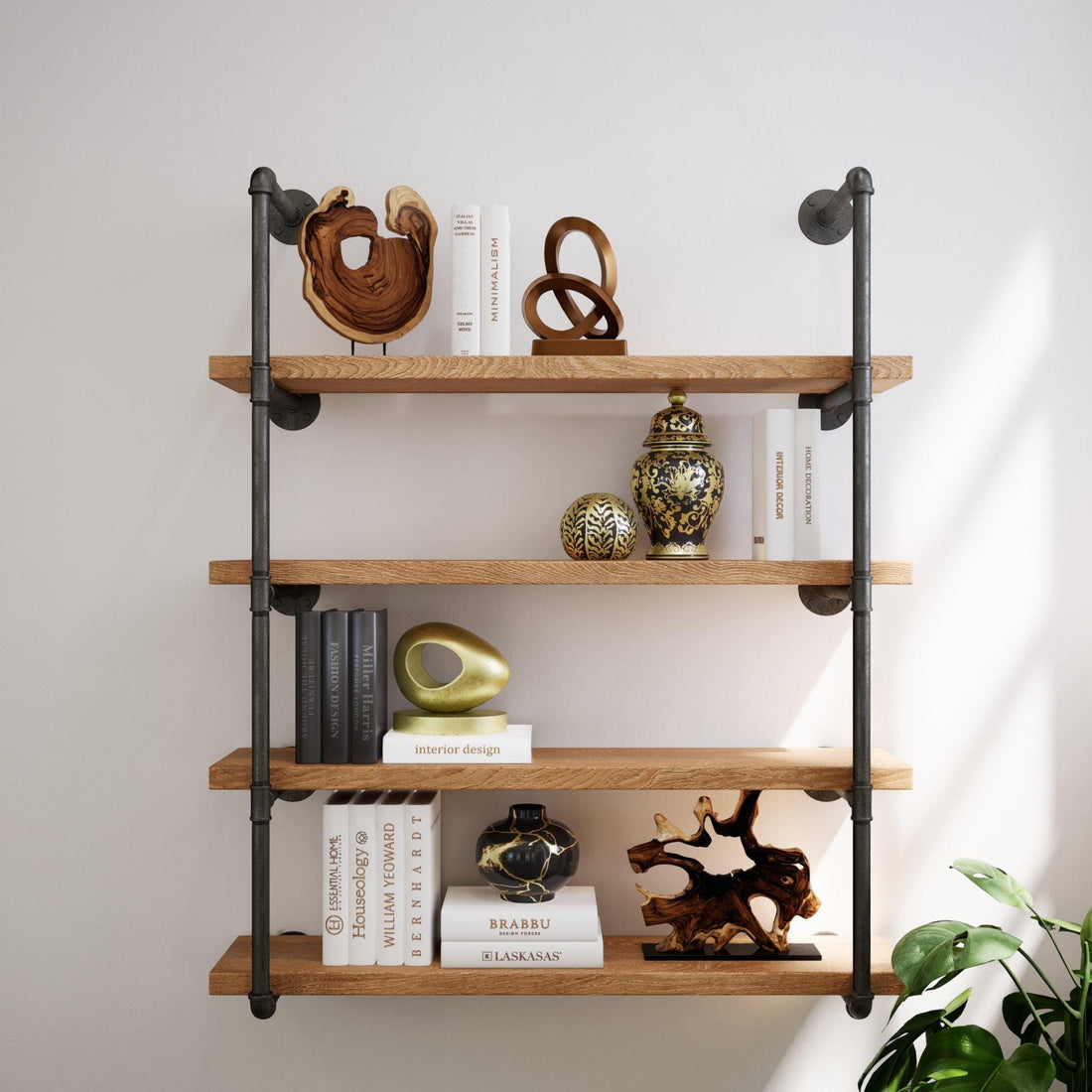 Industrial Floating Wood Shelves Rustic Farmhouse Pipe Wall Unit Open Kitchen &amp; Bookcase Shelving