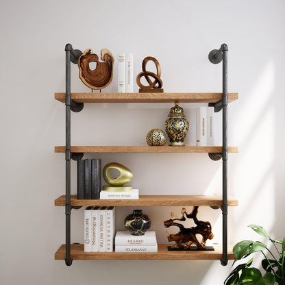 Industrial Floating Wood Shelves Rustic Farmhouse Pipe Wall Unit Open Kitchen &amp; Bookcase Shelving