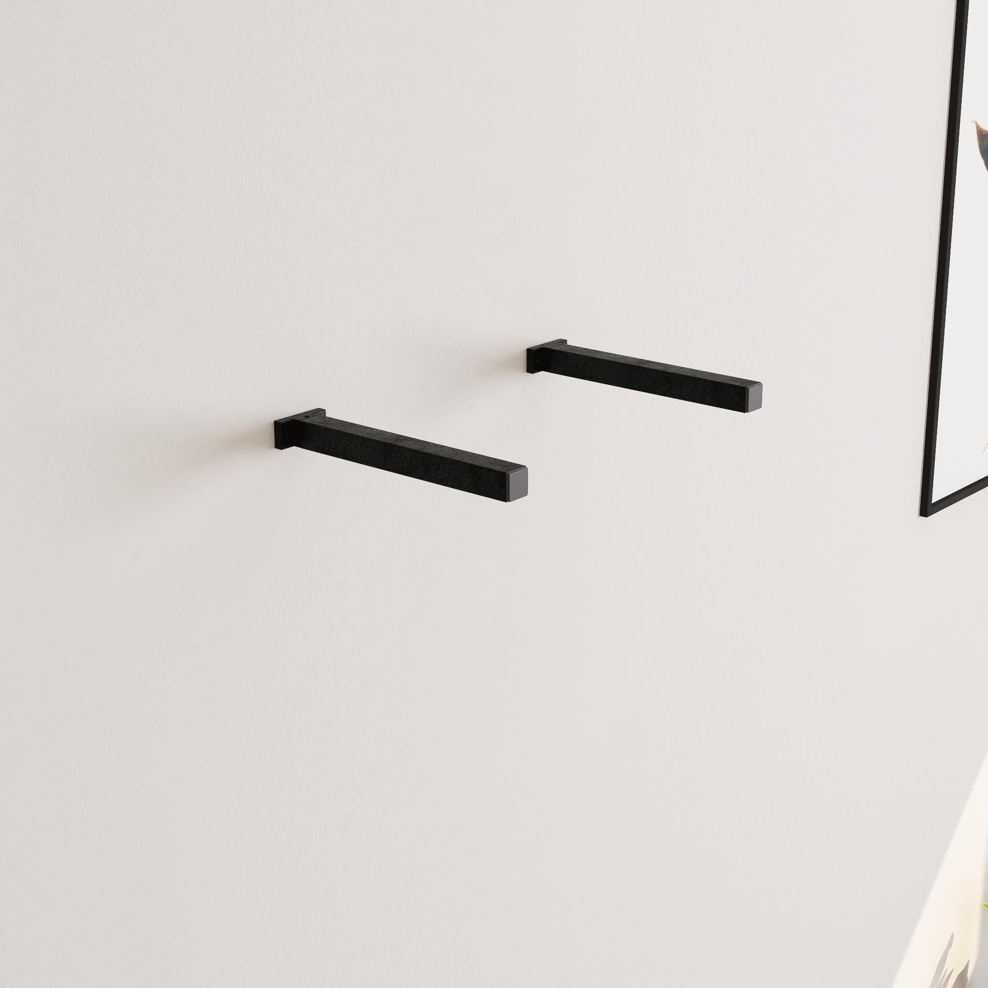 Minimalist Shelf Brackets – 2 Square Steel Piping Brackets – Industrial Wall Mount – Heavy-Duty Shelf Support - Shelf Not Included