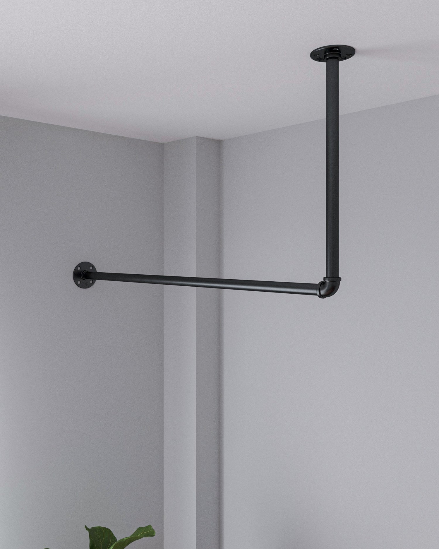 L shape corner clothes rail  clothes hanger wall mounted rail , Steampunk design Industrial clothes rail