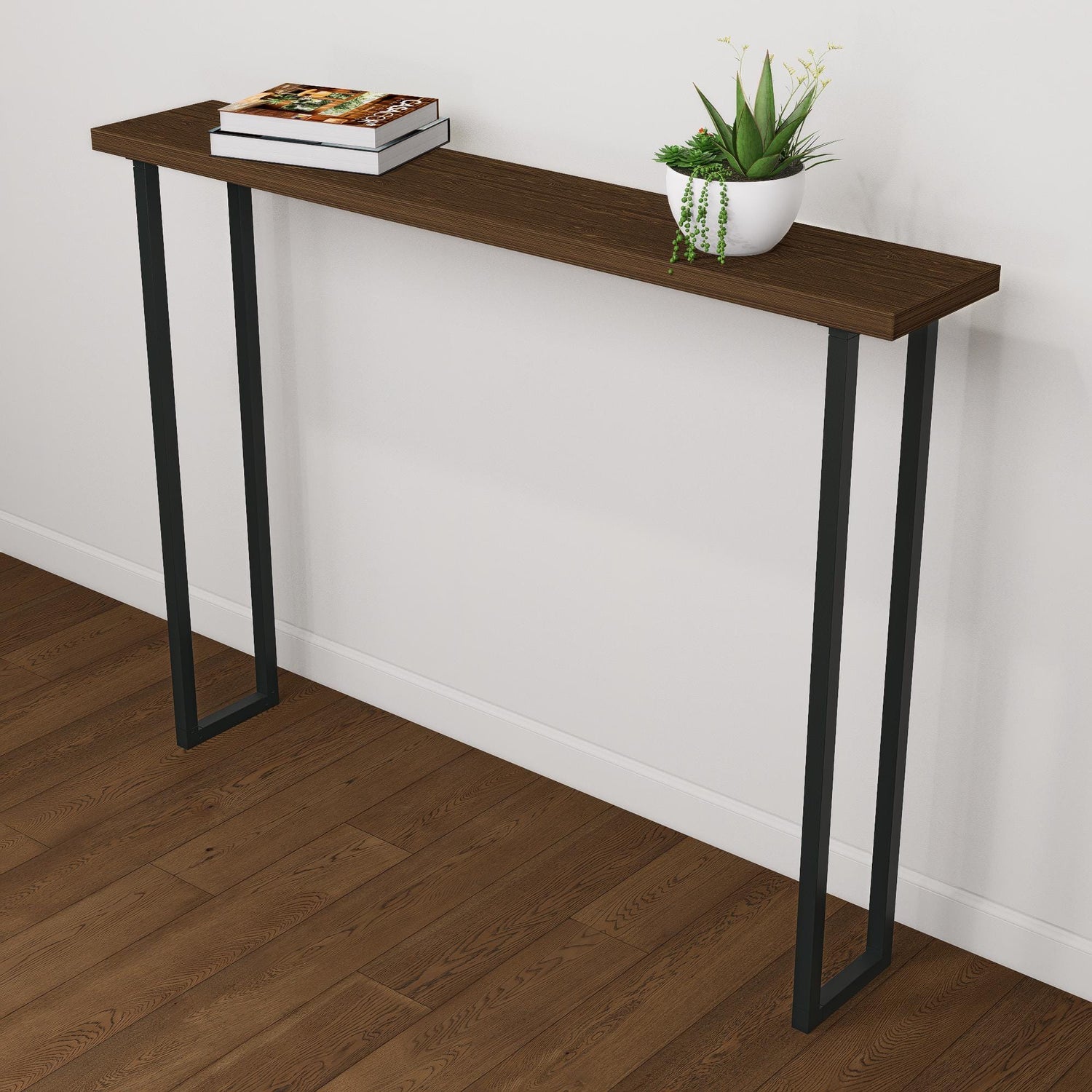 Minimalist Console Table Legs – Square Steel Base DIY Table – Modern Industrial Metal Legs – Pair of Heavy-Duty Supports - Wood Not Included