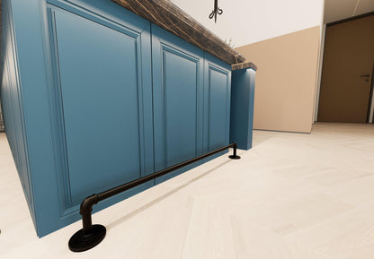 Customizable Black Steel Foot Rail: Vintage Bar, Kitchen Island