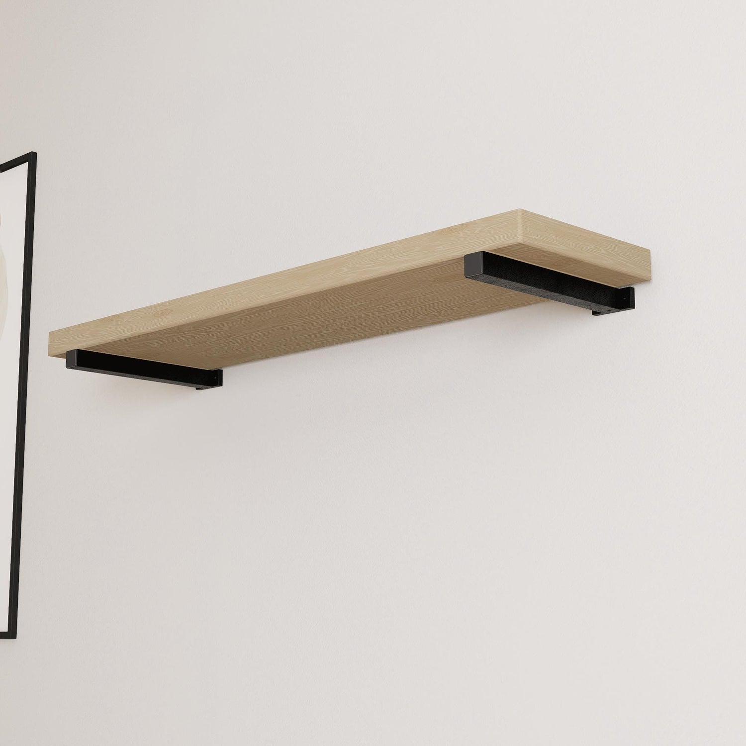 Minimalist Shelf Brackets – 2 Square Steel Piping Brackets – Industrial Wall Mount – Heavy-Duty Shelf Support - Shelf Not Included