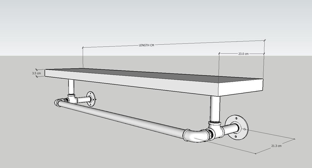 Steampunk Pipe Towel Holder with Shelf – Industrial Metal Towel Bar for Bathroom Organization, Unique Handmade Gift