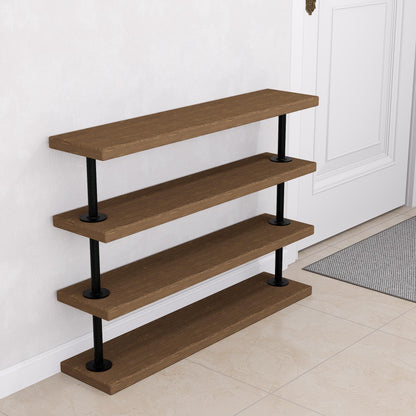 Industrial Pipe Shoe Rack - Tiered Shoe Organizer - Rustic Entryway Shoe Shelf - Heavy Duty Metal &amp; Wood Shoe Storage for Home or Office