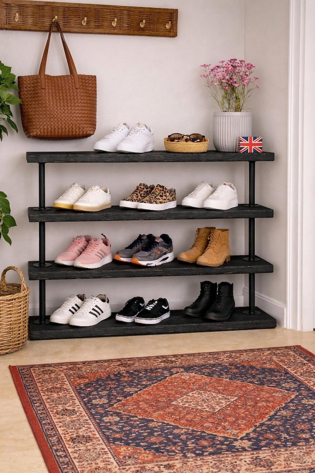 Industrial Pipe Shoe Rack – Rustic Tiered Organizer