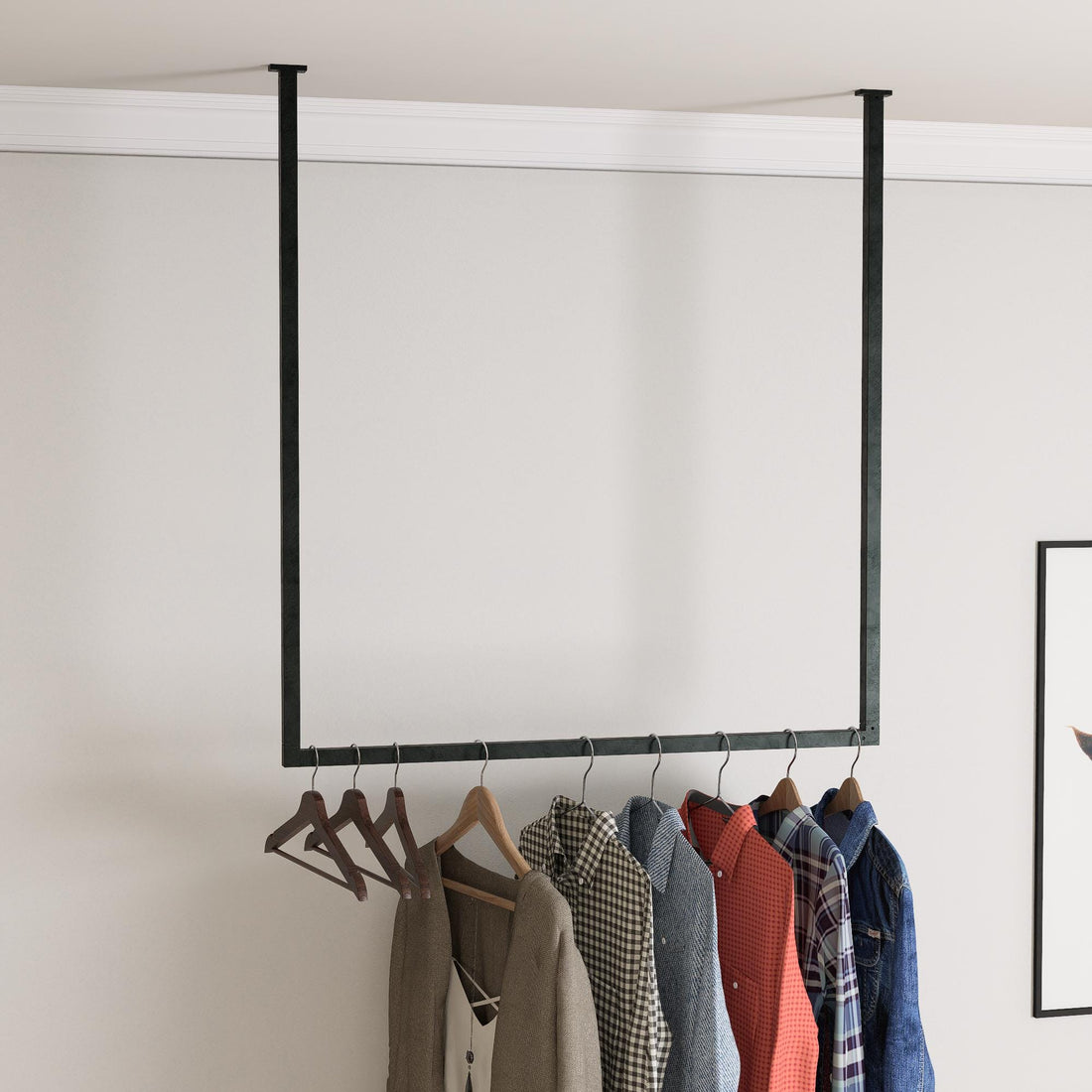 Ceiling Clothes Rack Minimalist Clothing Rail for Storage &amp; Retail Display – Space-Saving Ceiling Clothing Rack