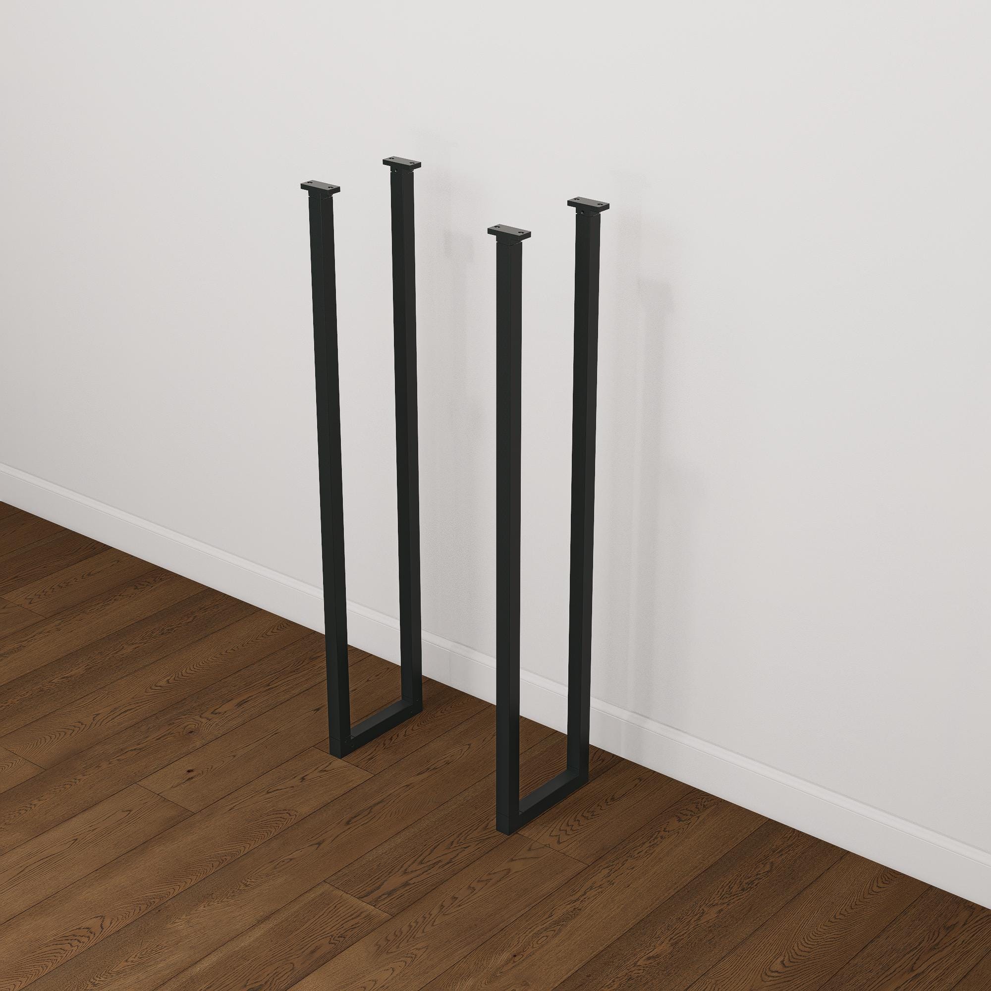 Minimalist Console Table Legs – Square Steel Base DIY Table – Modern Industrial Metal Legs – Pair of Heavy-Duty Supports - Wood Not Included