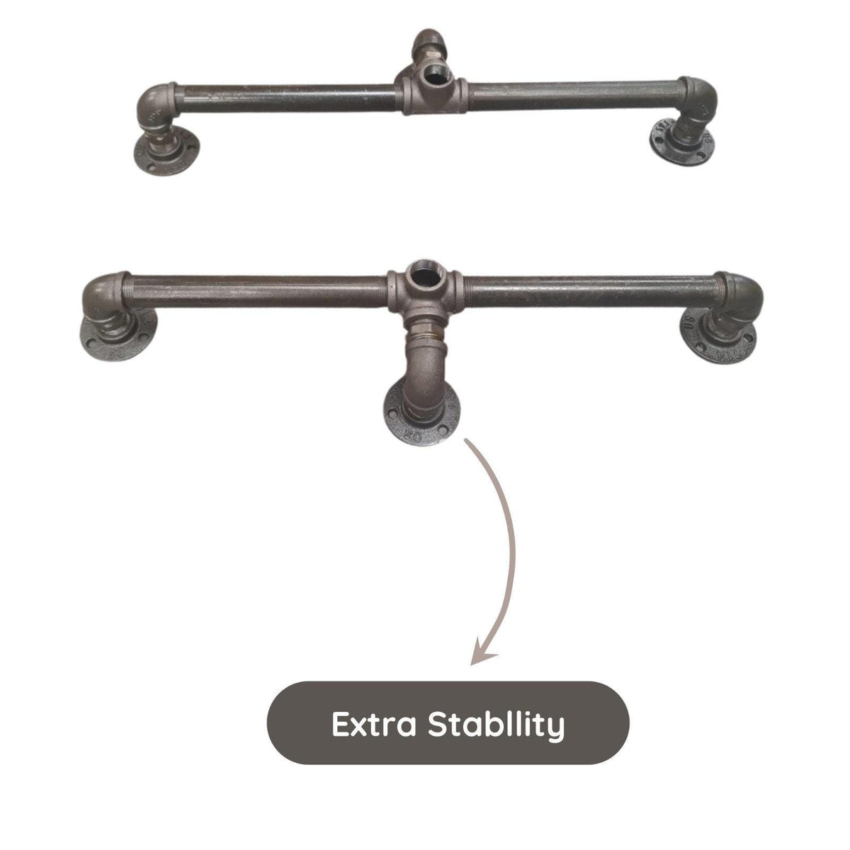 Freestanding Pipe Clothes Rail – Malleable Iron