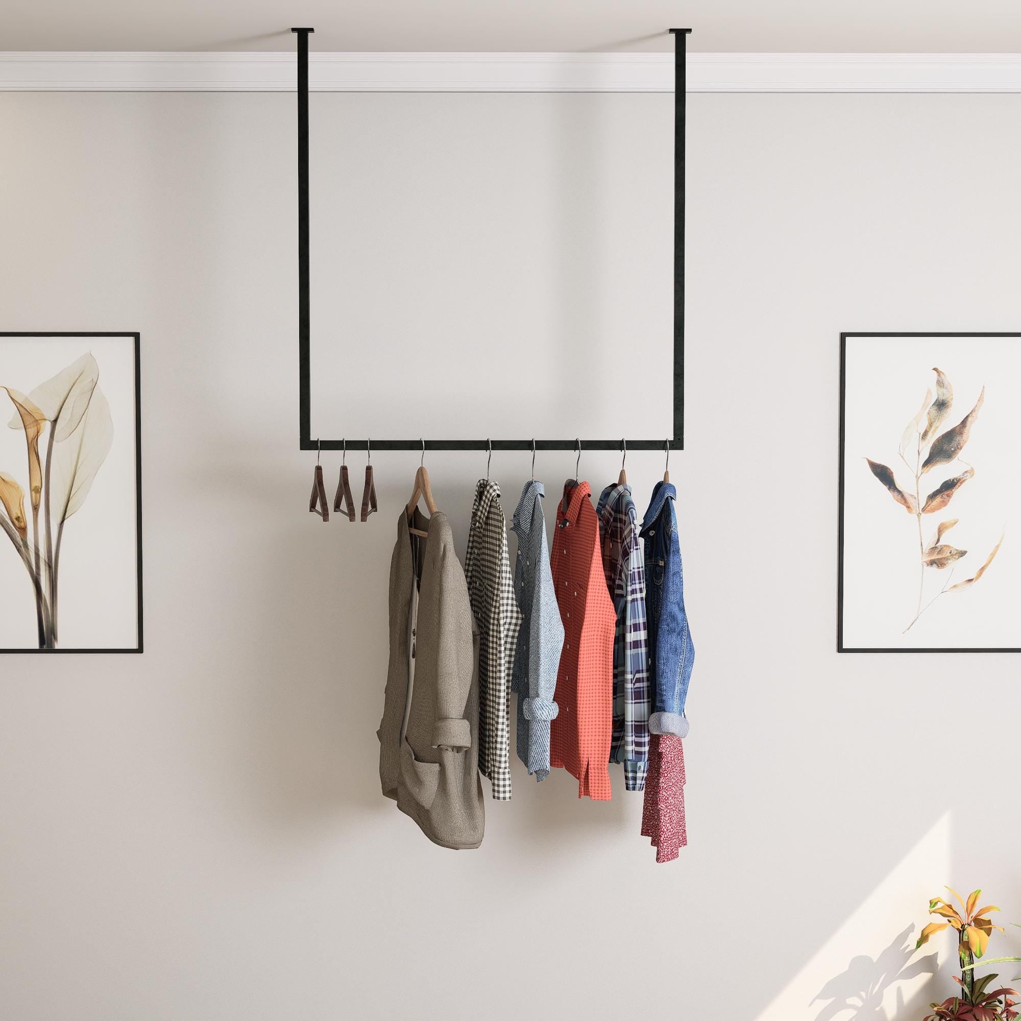 Ceiling Clothes Rack Minimalist Clothing Rail for Storage &amp; Retail Display – Space-Saving Ceiling Clothing Rack