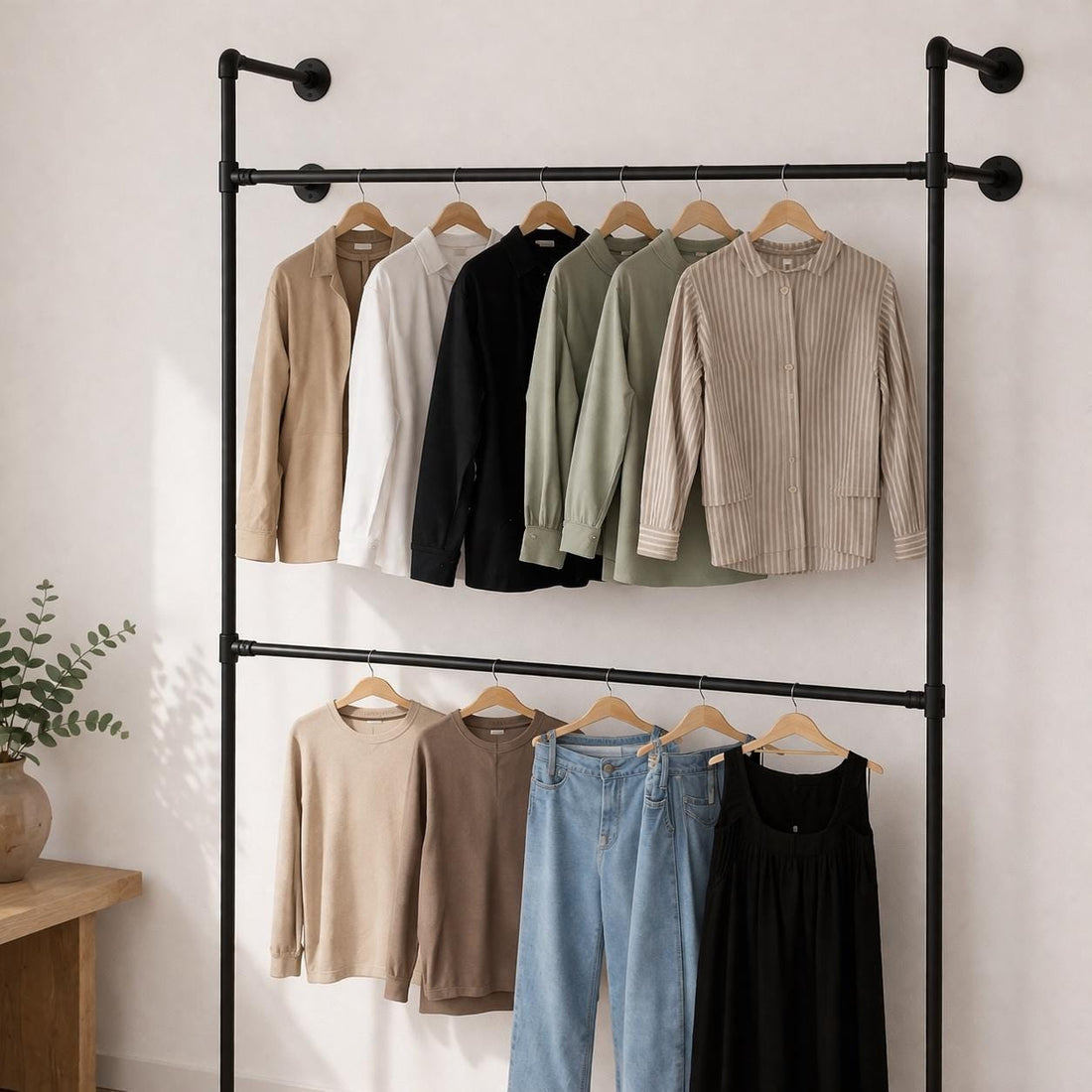 Industrial Minimal Pipe Clothing Rail – Custom Made