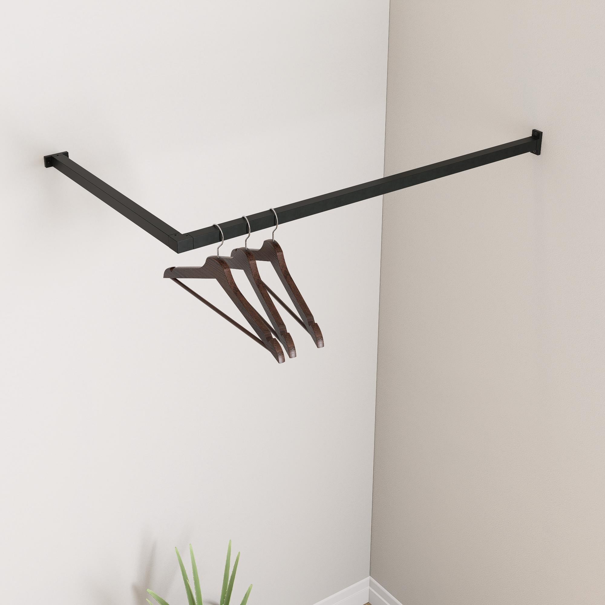 Custom Wall Mounted Clothing Rack – Heavy Duty Iron Closet Rod for Bedroom, Entryway, Retail Display – Multiple Sizes &amp; Colours