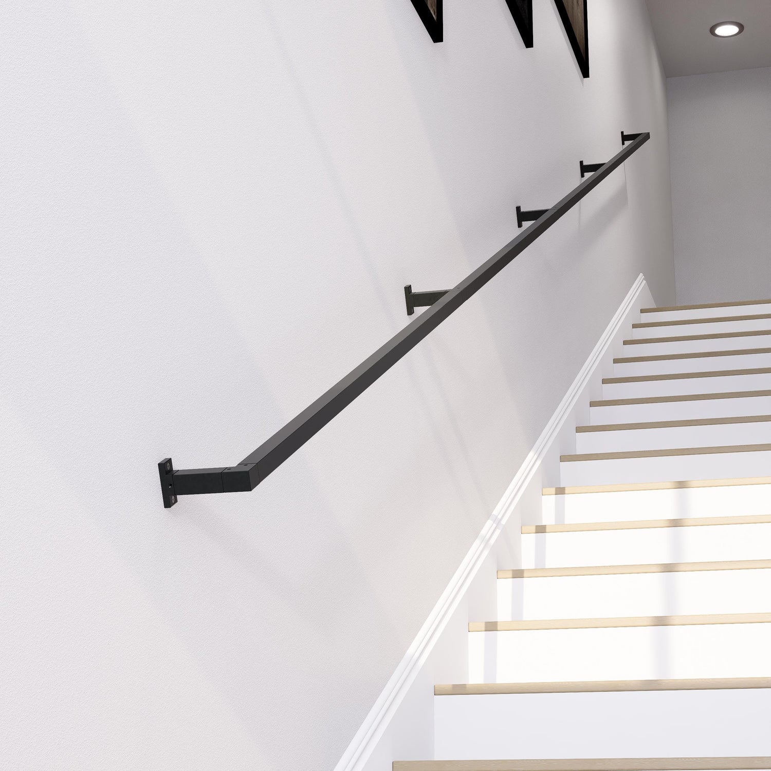 Handmade Square Tube Wrought Iron Handrail: Industrial Stair Rail - UK Made