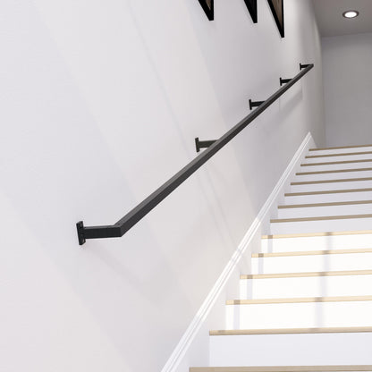 Handmade Square Tube Wrought Iron Handrail: Industrial Stair Rail - UK Made