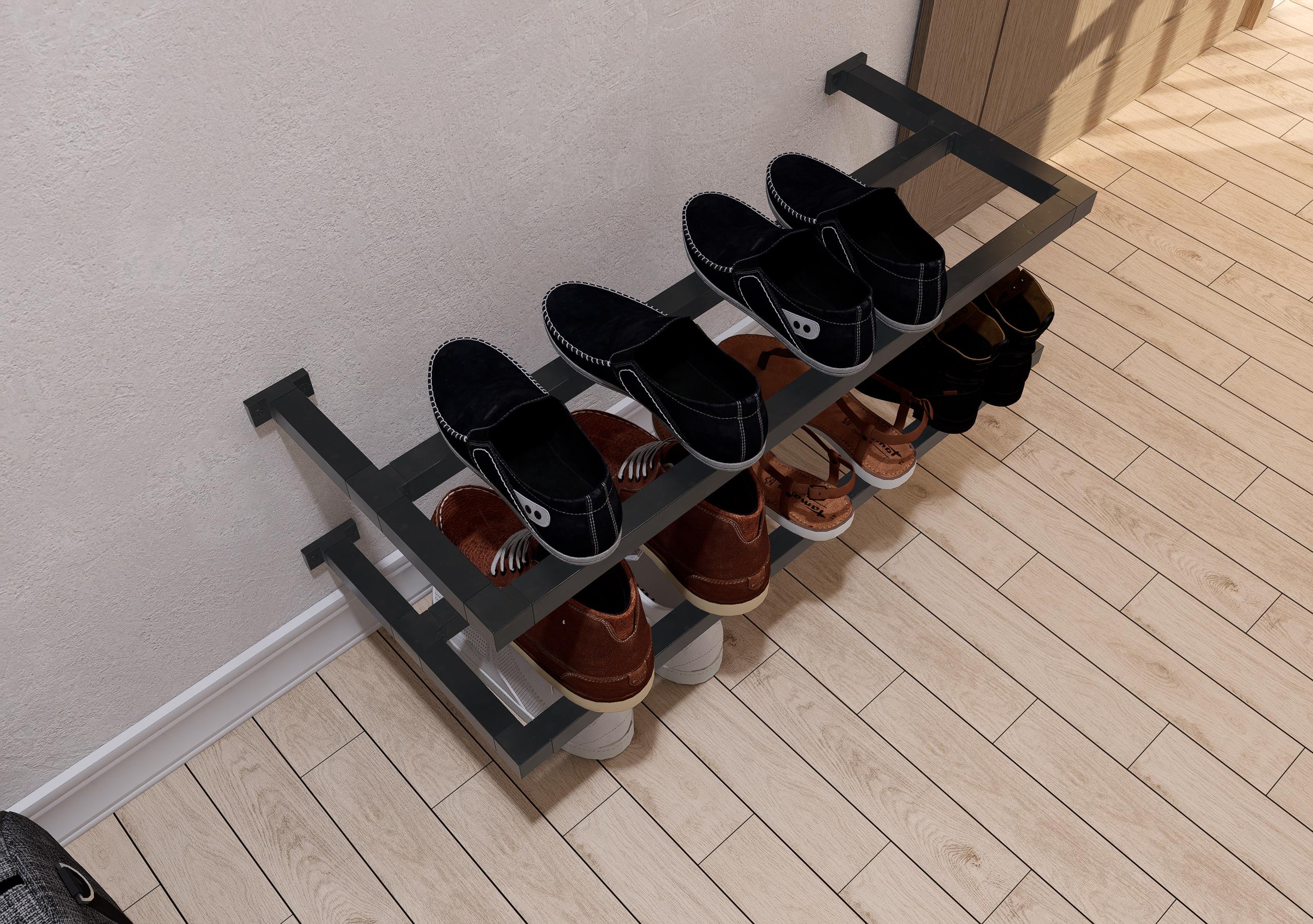 Minimalist Wall-Mounted Shoe Rack made of Square metal  shoe organizer, The listing is for one shoe rack