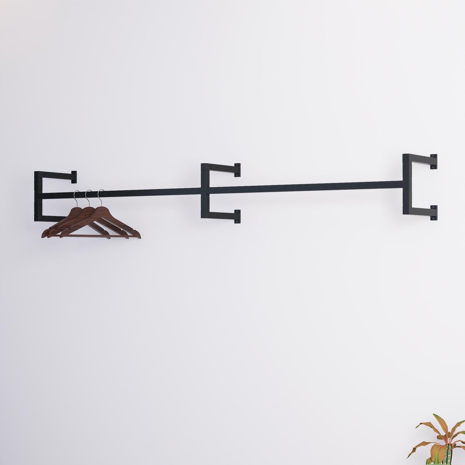 Minimalist Double Clothes Rail | Modern Wall Mounted Double Garment Rack | Industrial Floating Rail for Wardrobes, Entryways, Boutiques