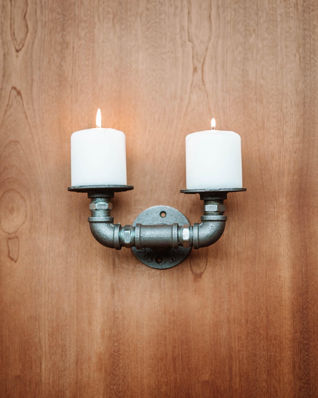 Wall Candleholder, Candleholder, Custom Candleholder, Pipe Candle Holder, Urban style Candle Holder double