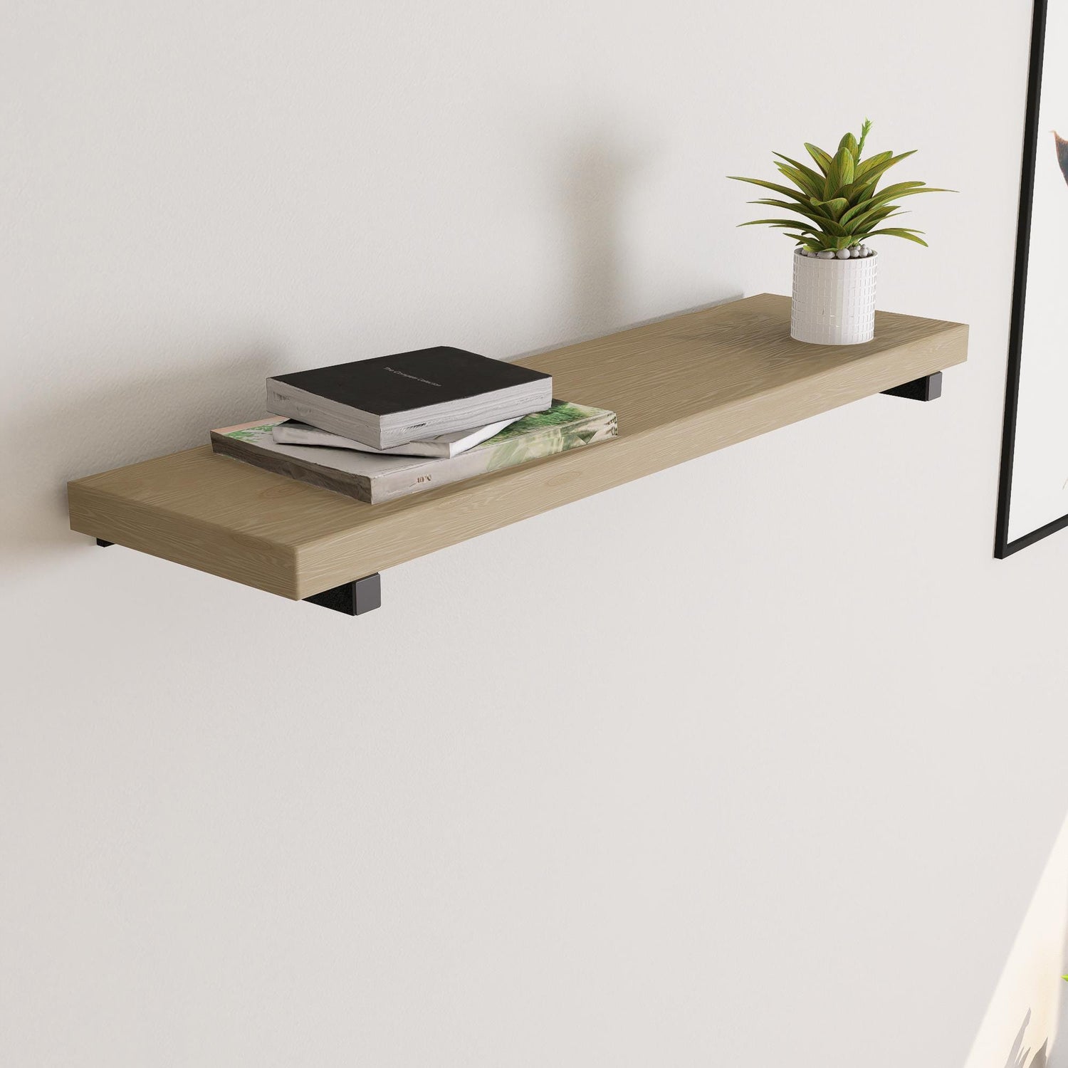 Minimalist Shelf Brackets – 2 Square Steel Piping Brackets – Industrial Wall Mount – Heavy-Duty Shelf Support - Shelf Not Included