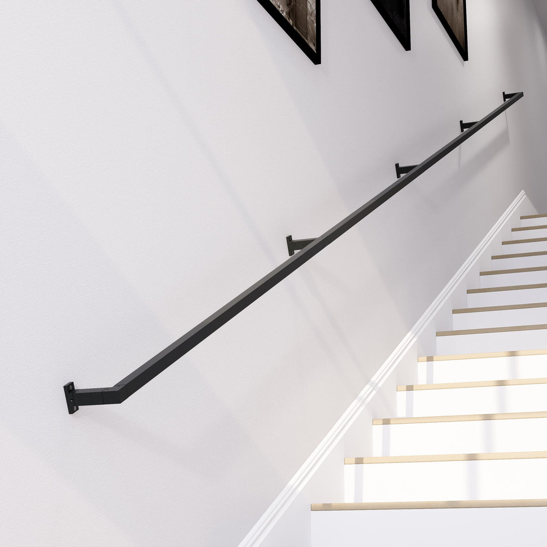 Handmade Square Tube Wrought Iron Handrail: Industrial Stair Rail - UK Made