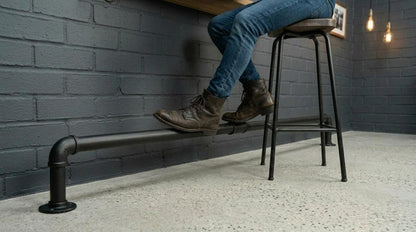 Industrial Foot Rest Rail | Bar Foot Rail Black Steel | Wall Mounted Pub Foot Rail | Home Bar Footrest Kitchen Island