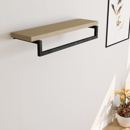 Wall Mounted Clothes Rack with Shelf: Industrial Metal &amp; Wood Hanging Rail