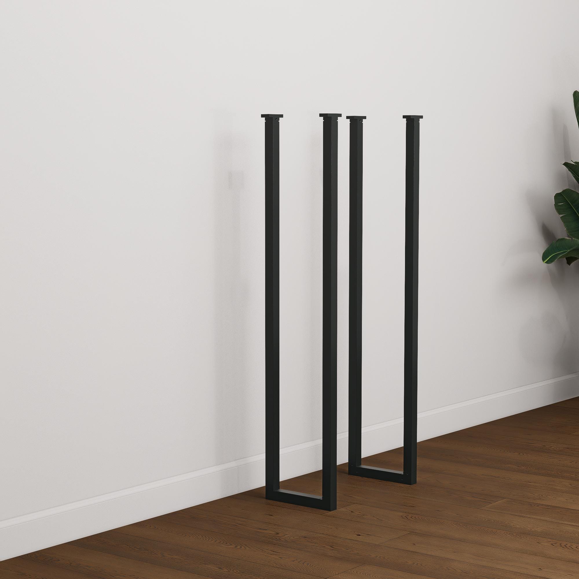 Minimalist Console Table Legs – Square Steel Base DIY Table – Modern Industrial Metal Legs – Pair of Heavy-Duty Supports - Wood Not Included