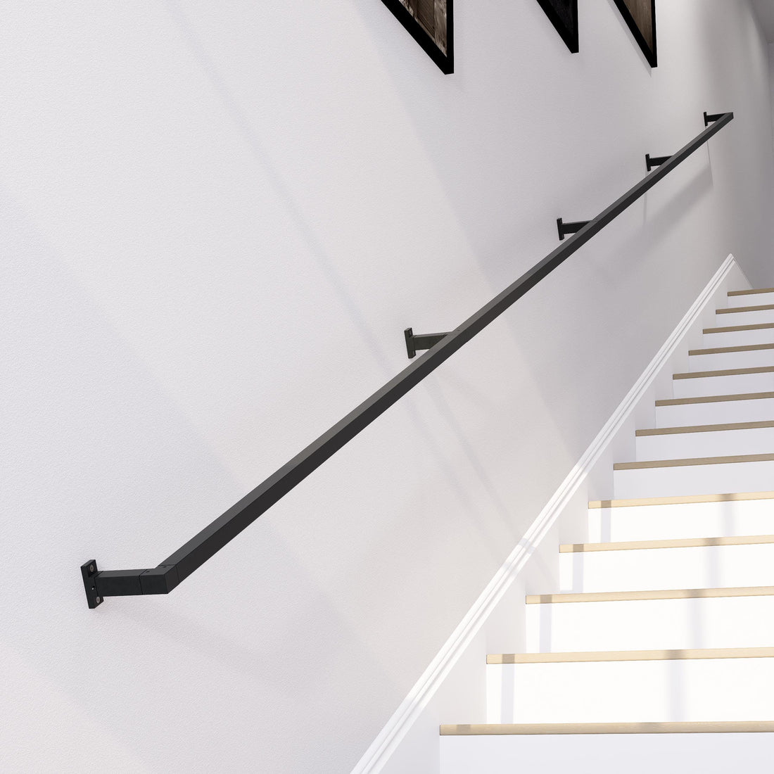 Handmade Square Tube Wrought Iron Handrail: Industrial Stair Rail - UK Made