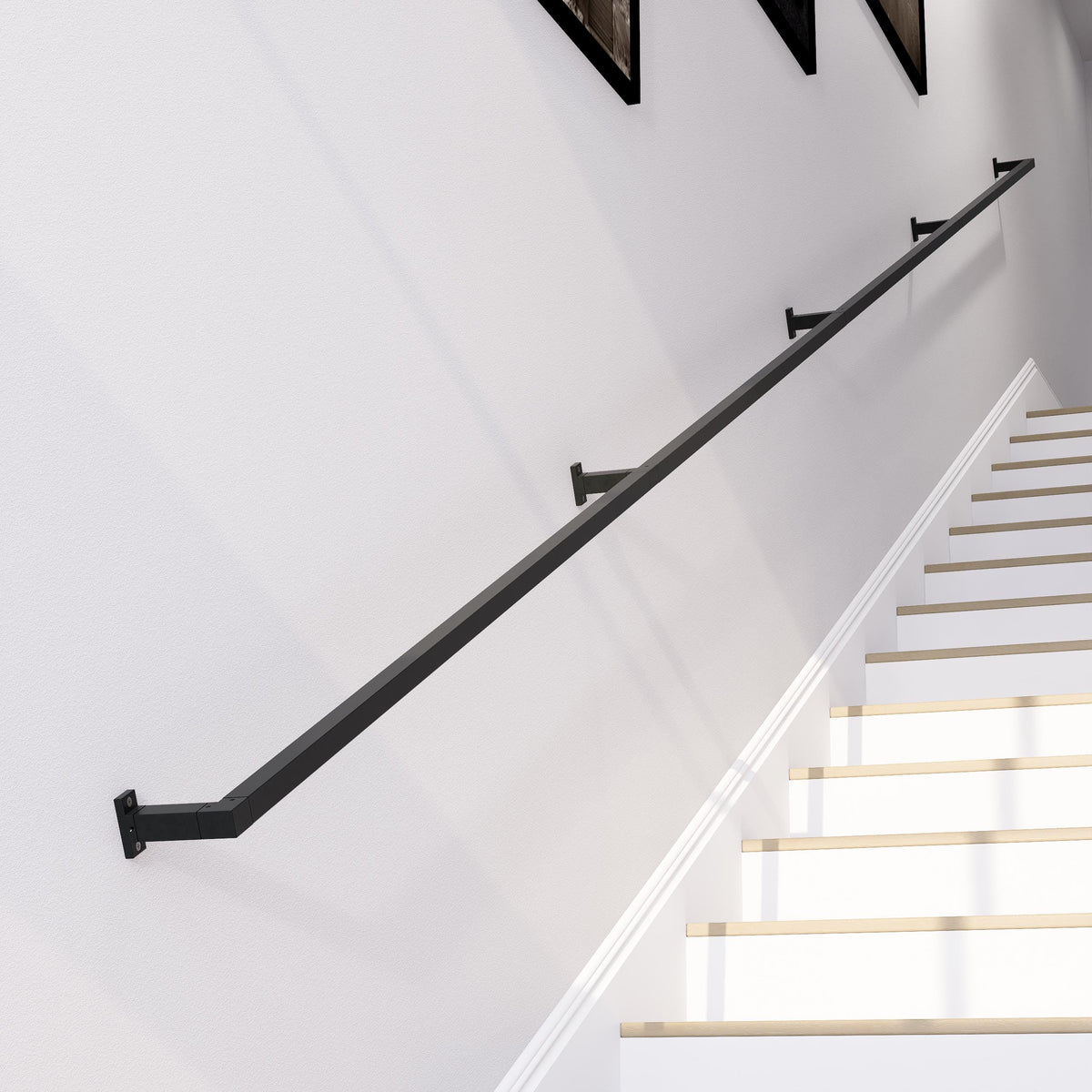 Handmade Square Tube Wrought Iron Handrail: Industrial Stair Rail - UK Made