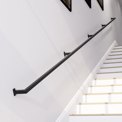 Handmade Square Tube Wrought Iron Handrail: Industrial Stair Rail - UK Made
