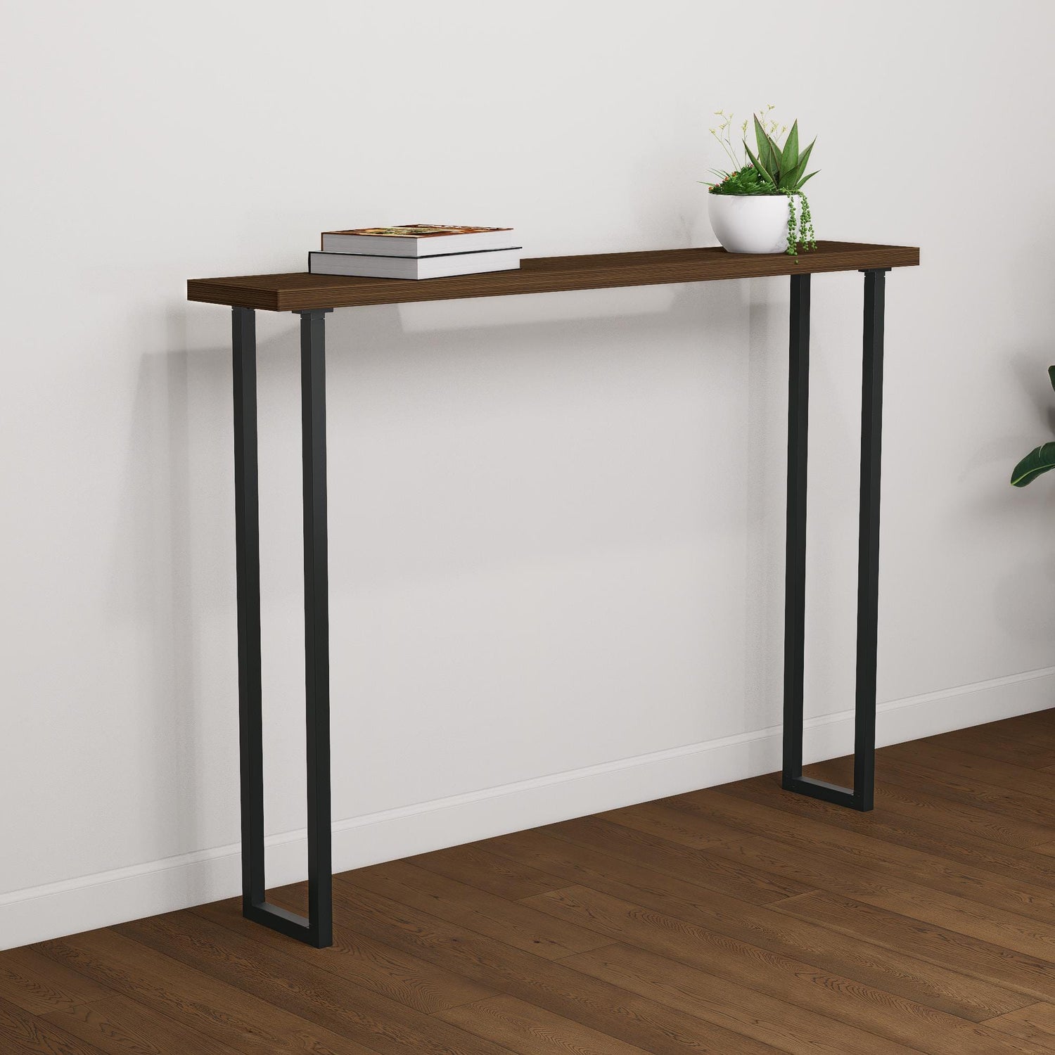 Minimalist Console Table Legs – Square Steel Base DIY Table – Modern Industrial Metal Legs – Pair of Heavy-Duty Supports - Wood Not Included