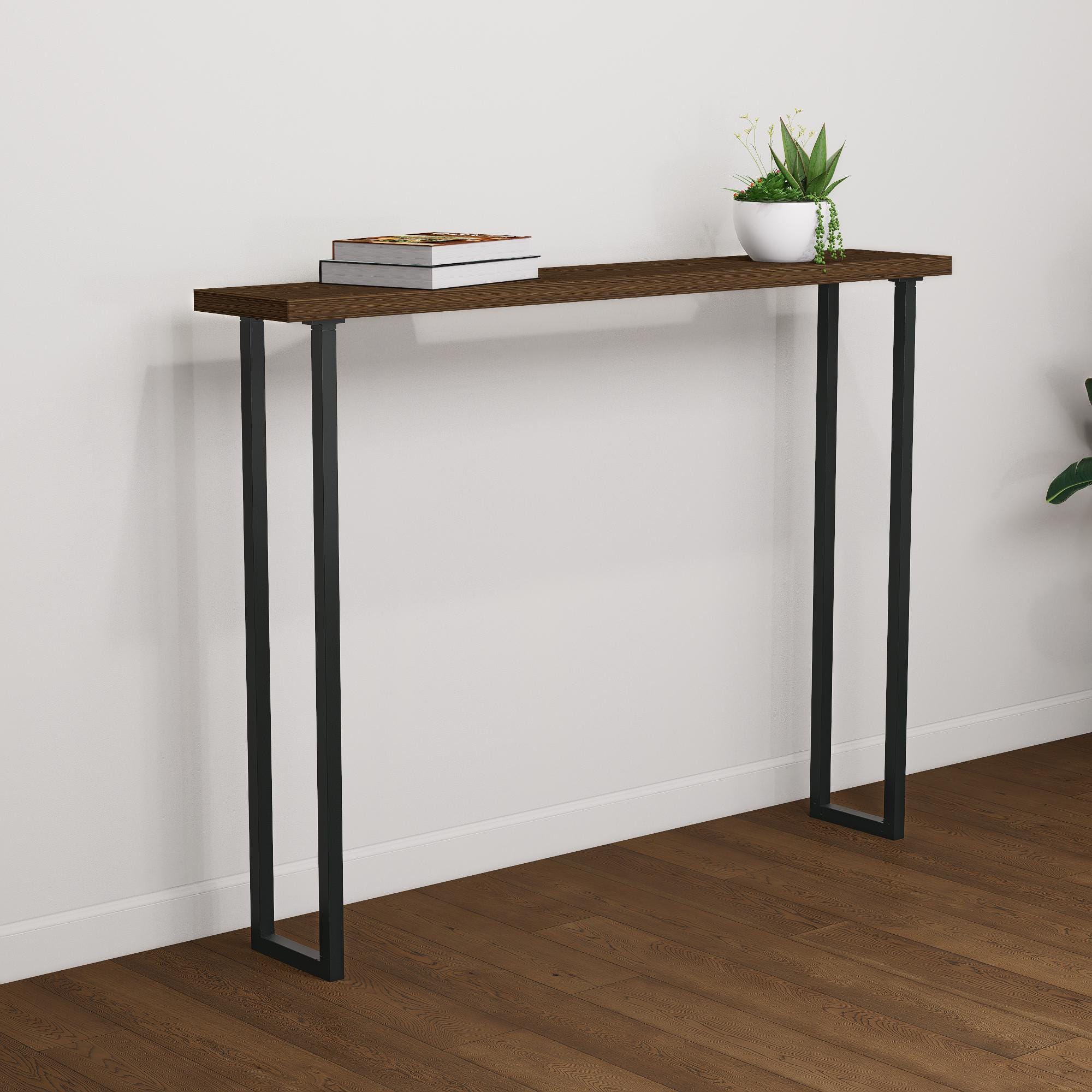 Minimalist Console Table Legs – Square Steel Base DIY Table – Modern Industrial Metal Legs – Pair of Heavy-Duty Supports - Wood Not Included