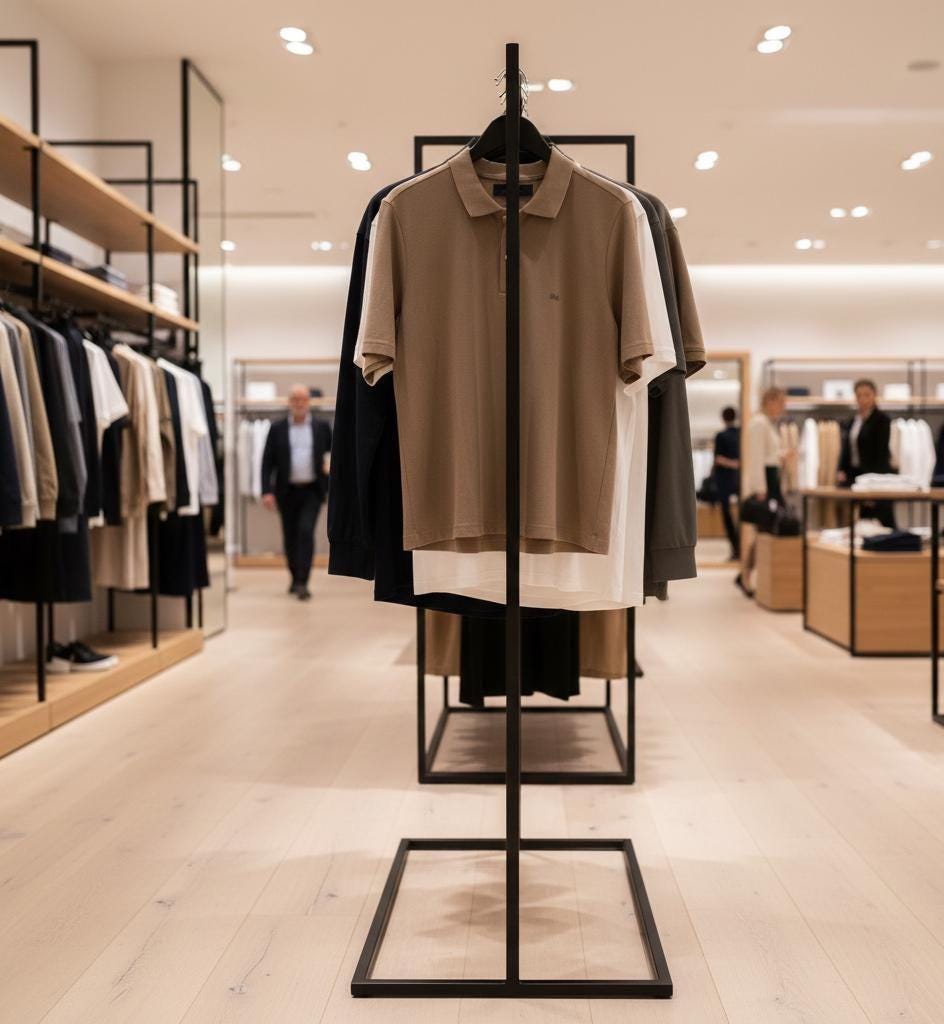 Minimalist Double Rail Metal Clothing Rack | 200cm Steel Garment Stand for Shop Display