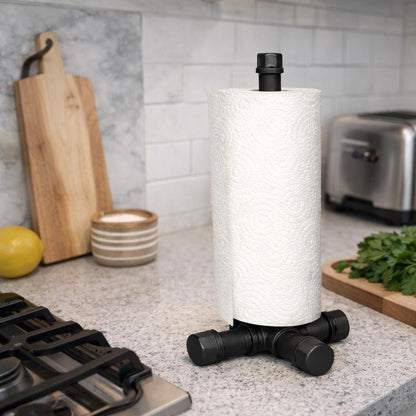 Handmade Industrial Pipe Toilet Roll Holder | Rustic Farmhouse Steampunk Bathroom Decor | Custom Pipe Toilet Paper Stand