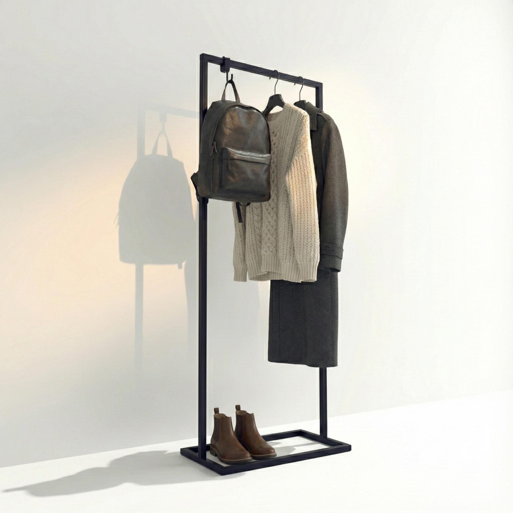Minimalist Metal Clothing Rack, 200cm Tall Industrial Garment Stand