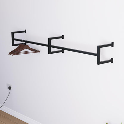 Minimalist Double Clothes Rail | Modern Wall Mounted Double Garment Rack | Industrial Floating Rail for Wardrobes, Entryways, Boutiques