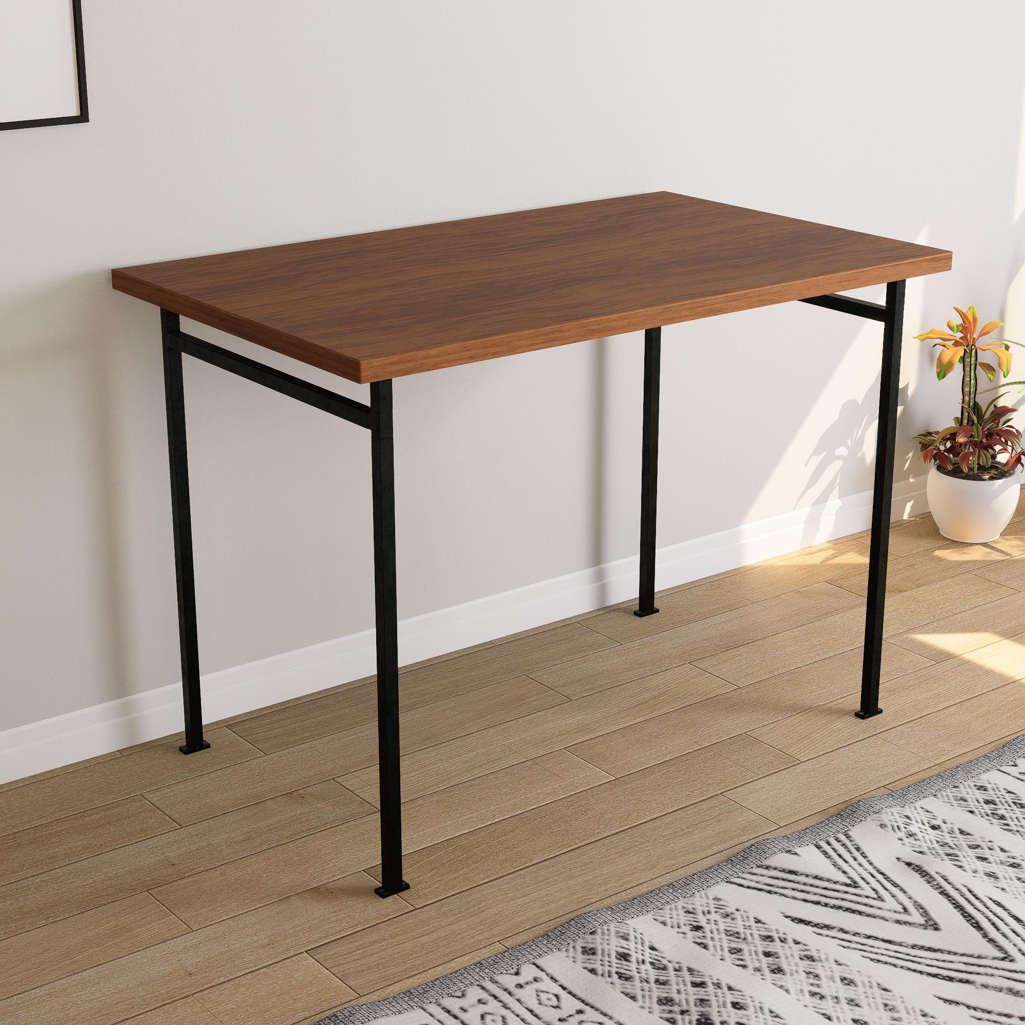 Heavy duty detachable square tube metal table legs pair, flat-pack and reusable, wood top not included