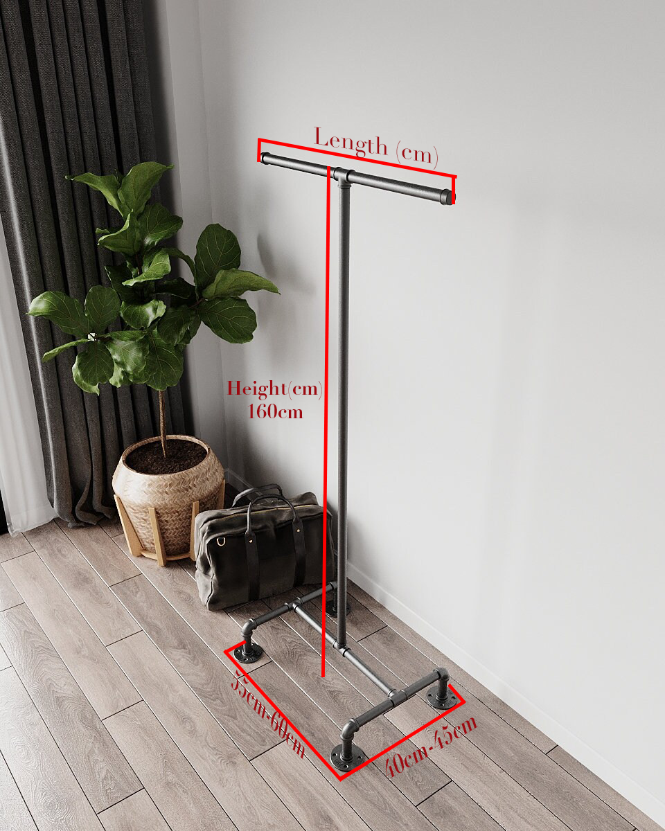 Aris Freestanding Clothes Rack by Industrial Maestro, a customizable and durable clothes rack, coat hanger, clothes racking system, and open wardrobe rack.
