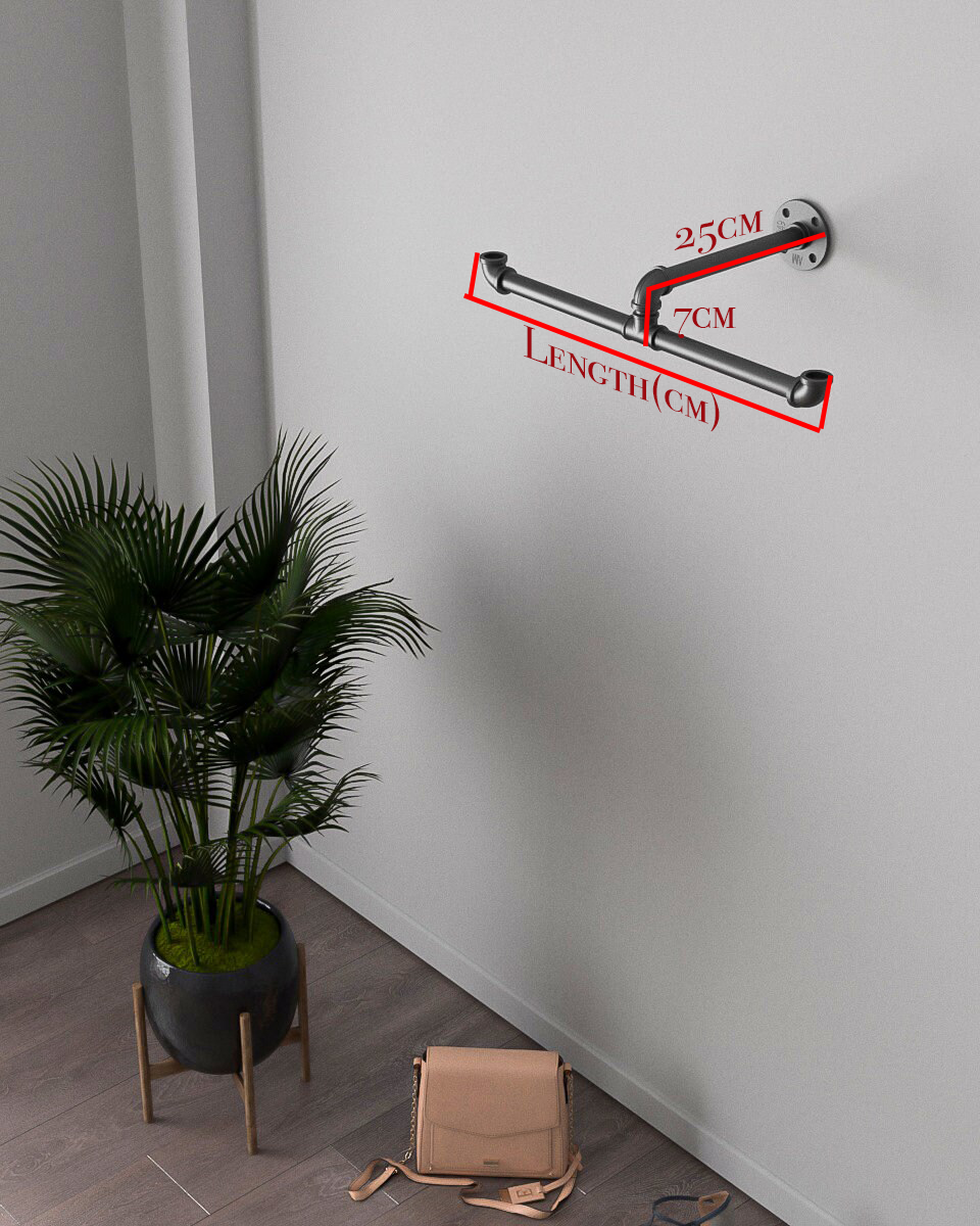 "Duofne Detachable Clothes Rail, a versatile malleable iron storing clothes rack, suitable for wall mounting in various residential and commercial settings