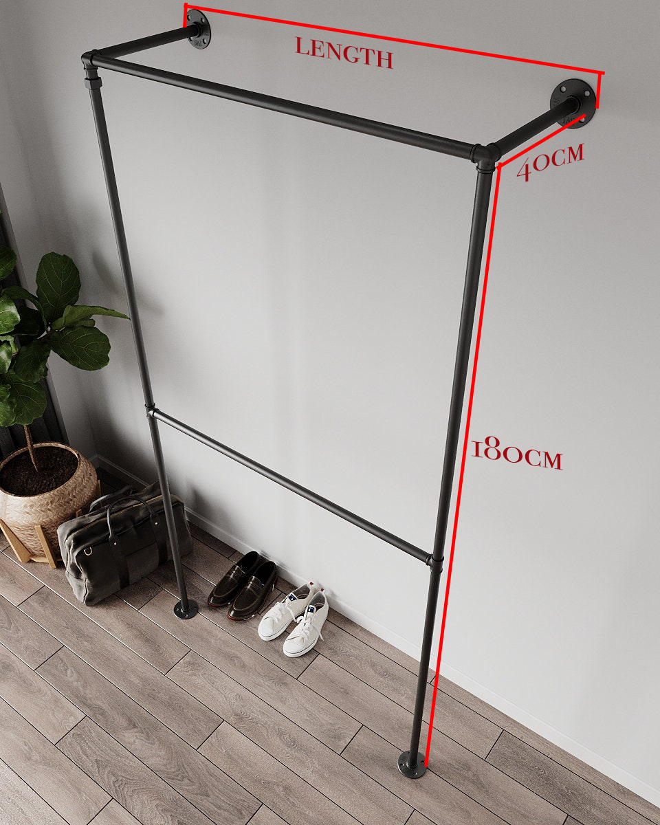 Eenux Clothes Rail, a versatile two-level pipe clothes rack, suitable for walk-in wardrobe clothes racking in home or office settings